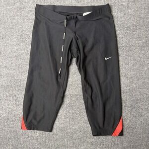 Nike Dri-FIT Women's Running Capri Pants Black Red Athletic Cropped Leggings M